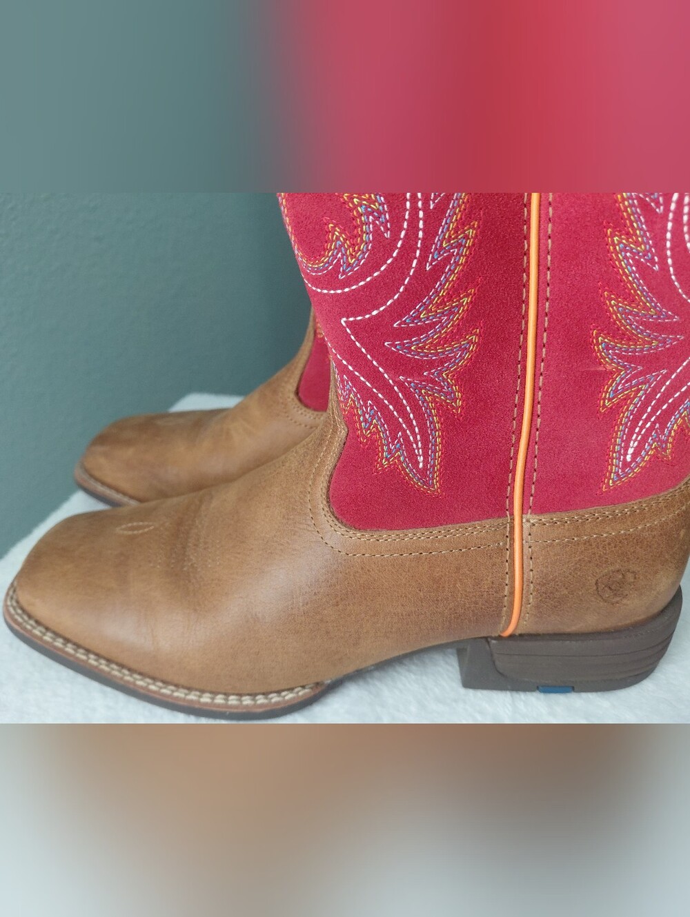 Ariat Youth Wilder Western Boots in Grand Canyon brown and Ruby Red Sz 6 Western